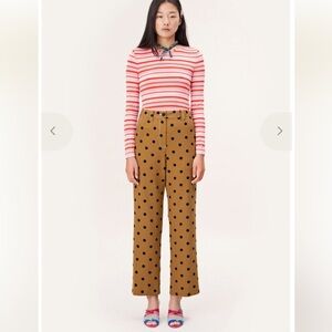 STINE GOYA Tan Polka Dot Wide-Leg Pants